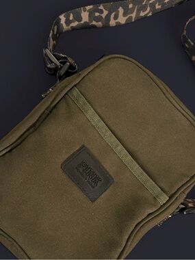 PINK Victoria's Secret Olive Green Crossbody Bag with Leopard-Print Strap